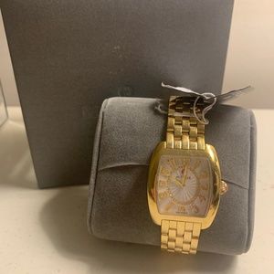Michele urban mini watch yellow gold with diamonds
